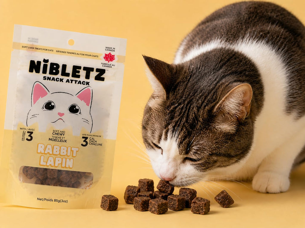 Nibletz Cat Treats, Soft Liver Treats for Cats with Omega 3 & Less Than 3 Calories per Treat 3 oz Bag, Made in Canada (Rabbit)