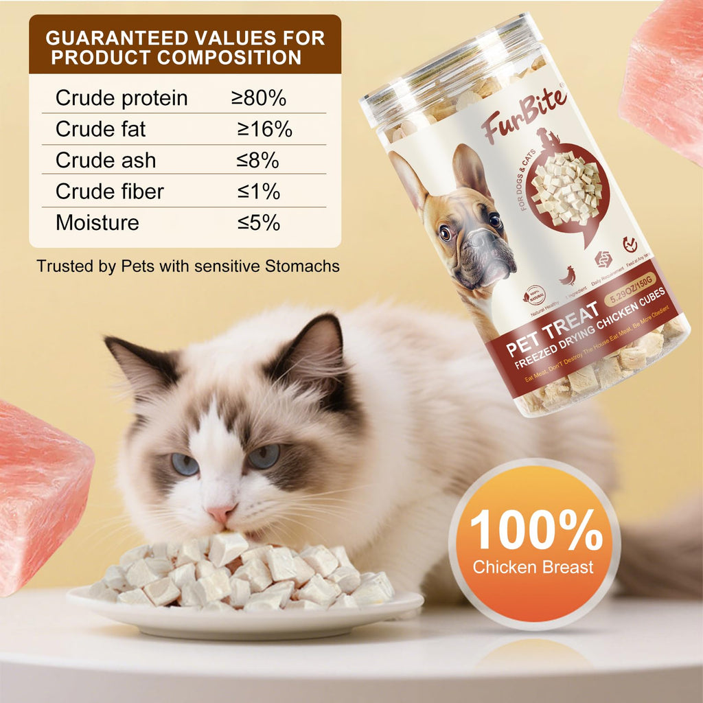 Freeze Dried Chicken for Cat & Dog Treats,Pet Training Dehydrated Snack for Dogs,Natural Single Ingredient High Protein Chicken Breast Snacks,Jerky Chews for Dog Train & Reward