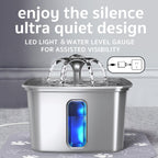 Stainless Steel Cat Water Fountain Veken Innovation Award Winner Cat Water Fountain, 108oz/3.2L Pet Fountain with 4 Replacement Filters & 4 Pre-Filter Sponges & Silicone Mat, for Cats, Dogs (Silver)