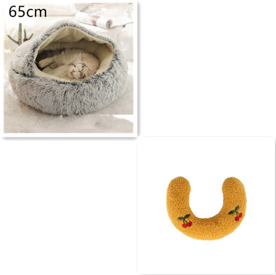 Cat Bed 2in1 Any Pet Winter Bedding That's Round Plush Warm and Soft