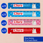 INABA Churu Cat Treats, Lickable, Squeezable Creamy Purée with Vitamin E, 14 Grams per Tube, 120 Tubes Total, Tuna Variety
