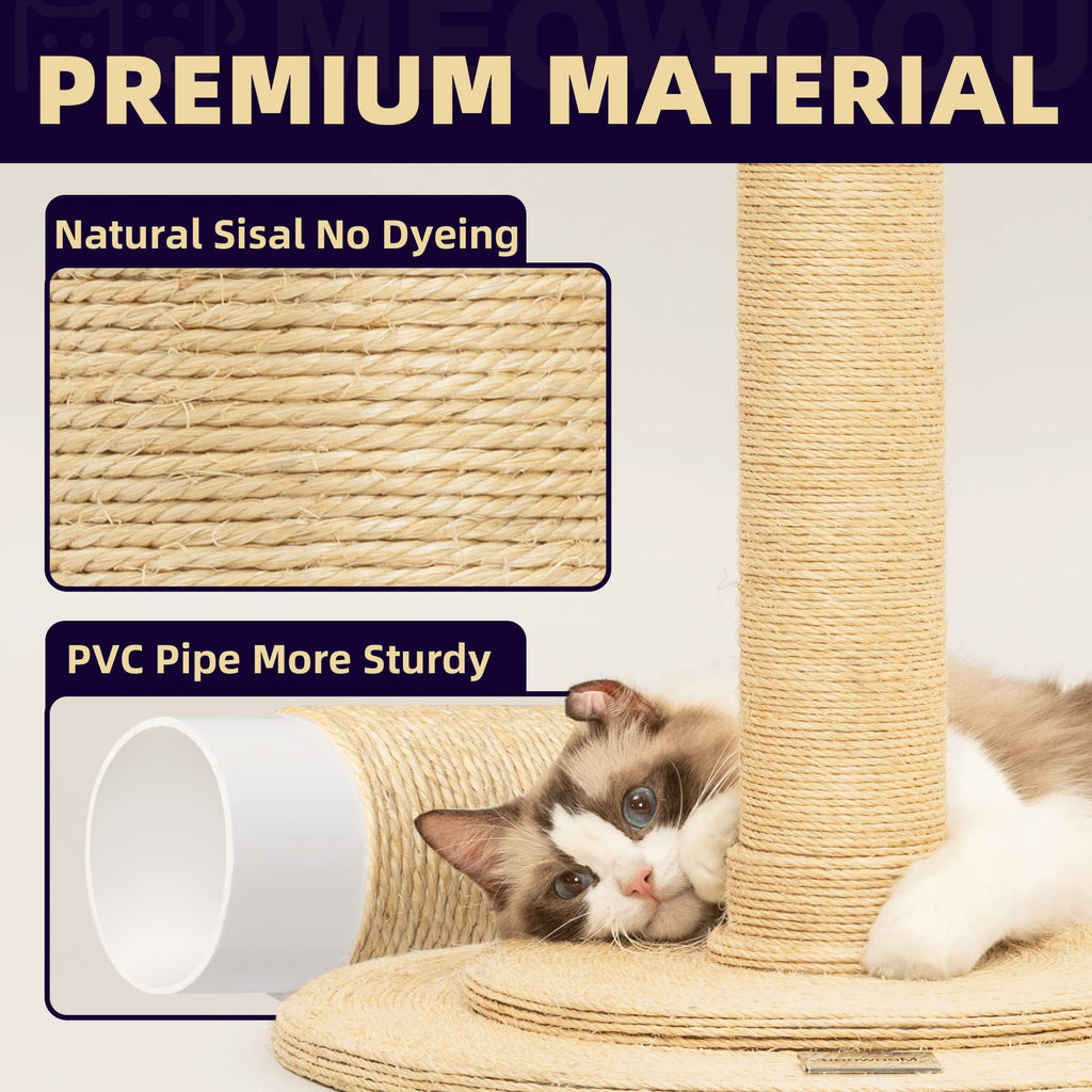 Meowoou Cat Scratching Post with Hanging Ball,33 inch Tall Cute Cat Toys for Indoor Cats with Sisal Rope,Palm Decor Cat Tree Tower for Kitten Scratcher Green