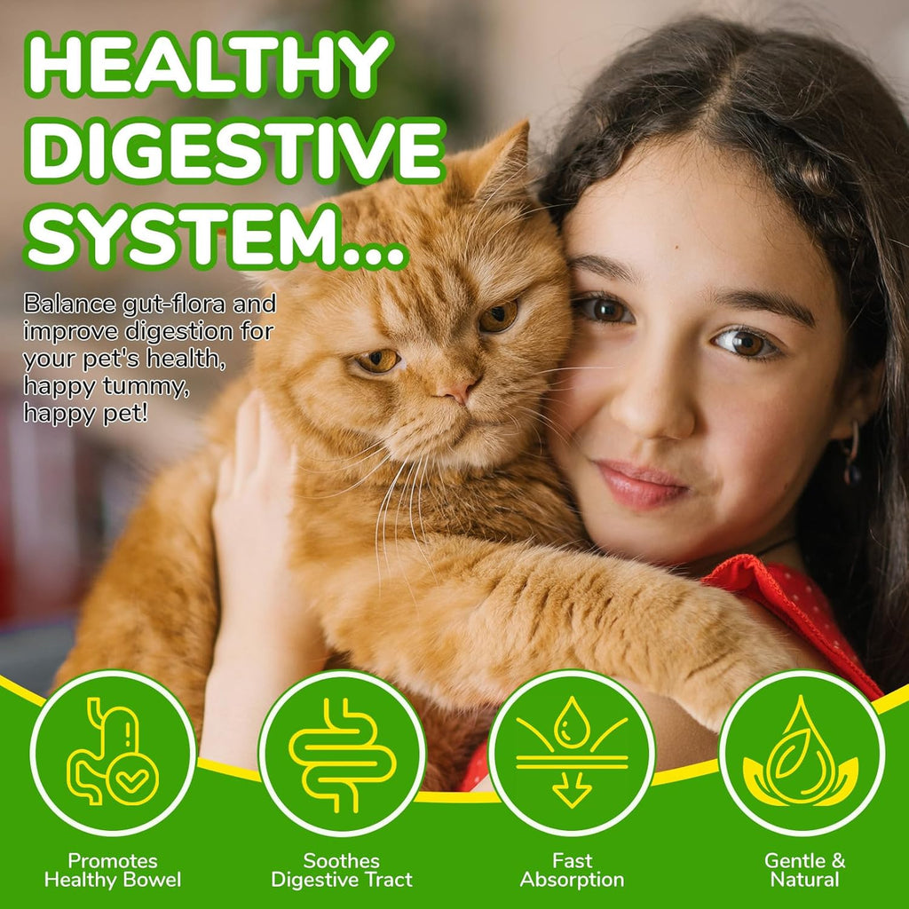 Constipation Relief for Cat, 100% Natural Cat Constipation Treatment with 6 Probiotics for Cats Stool Softeners, Cats Laxative Constipation Relief, Promotes Digestive & Gut Health, 2.02 fl Oz