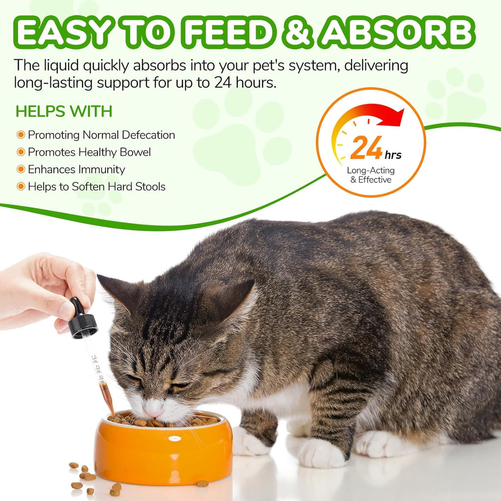 Constipation Relief for Cat, 100% Natural Cat Constipation Treatment with 6 Probiotics for Cats Stool Softeners, Cats Laxative Constipation Relief, Promotes Digestive & Gut Health, 2.02 fl Oz