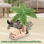 Meowoou Cat Scratching Post with Hanging Ball,33 inch Tall Cute Cat Toys for Indoor Cats with Sisal Rope,Palm Decor Cat Tree Tower for Kitten Scratcher Green