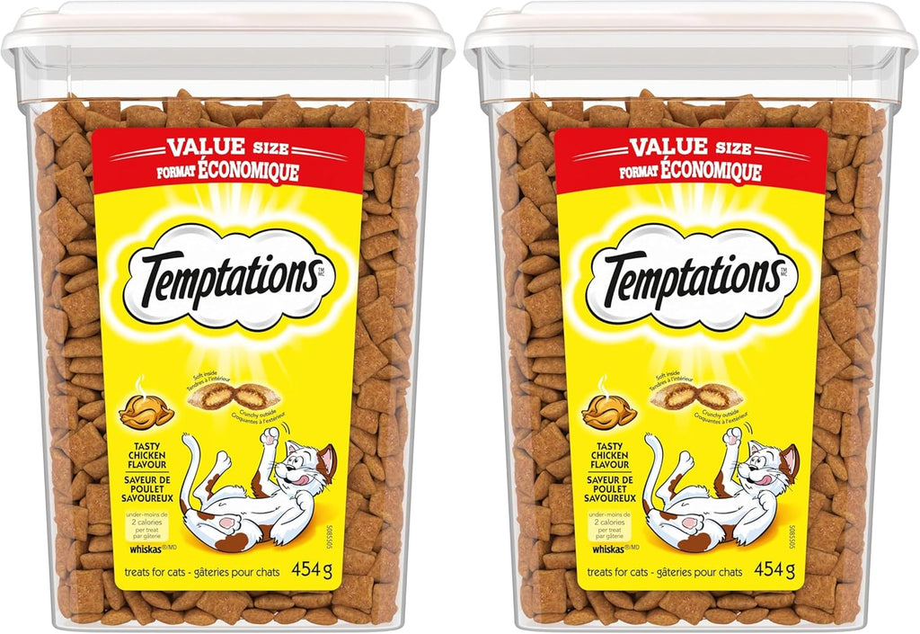 TEMPTATIONS Cat Treats, Tasty Chicken Flavour, 454g Tub