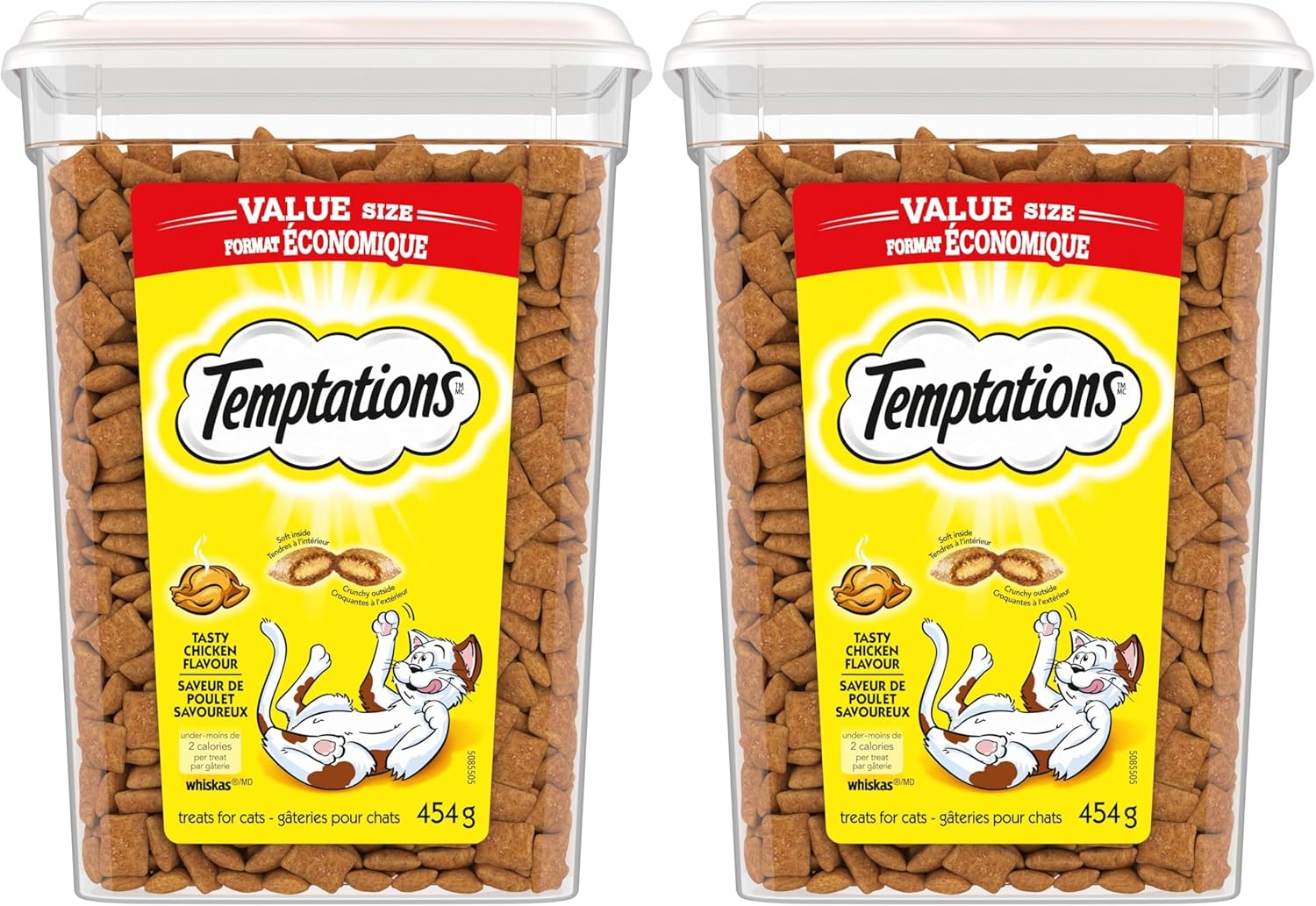TEMPTATIONS Cat Treats, Tasty Chicken Flavour, 454g Tub