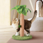 Meowoou Cat Scratching Post with Hanging Ball,33 inch Tall Cute Cat Toys for Indoor Cats with Sisal Rope,Palm Decor Cat Tree Tower for Kitten Scratcher Green