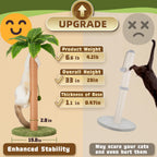 Meowoou Cat Scratching Post with Hanging Ball,33 inch Tall Cute Cat Toys for Indoor Cats with Sisal Rope,Palm Decor Cat Tree Tower for Kitten Scratcher Green