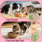 Freezed-Dried Cat Grass Treats, Catgrass Egg Yolk Duo Bites, Cat Dental Treats for Hairball Control and Healthy Coat, Cats Teething Stick (60g, EggYolk)
