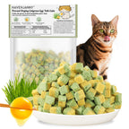 Freezed-Dried Cat Grass Treats, Catgrass Egg Yolk Duo Bites, Cat Dental Treats for Hairball Control and Healthy Coat, Cats Teething Stick (60g, EggYolk)