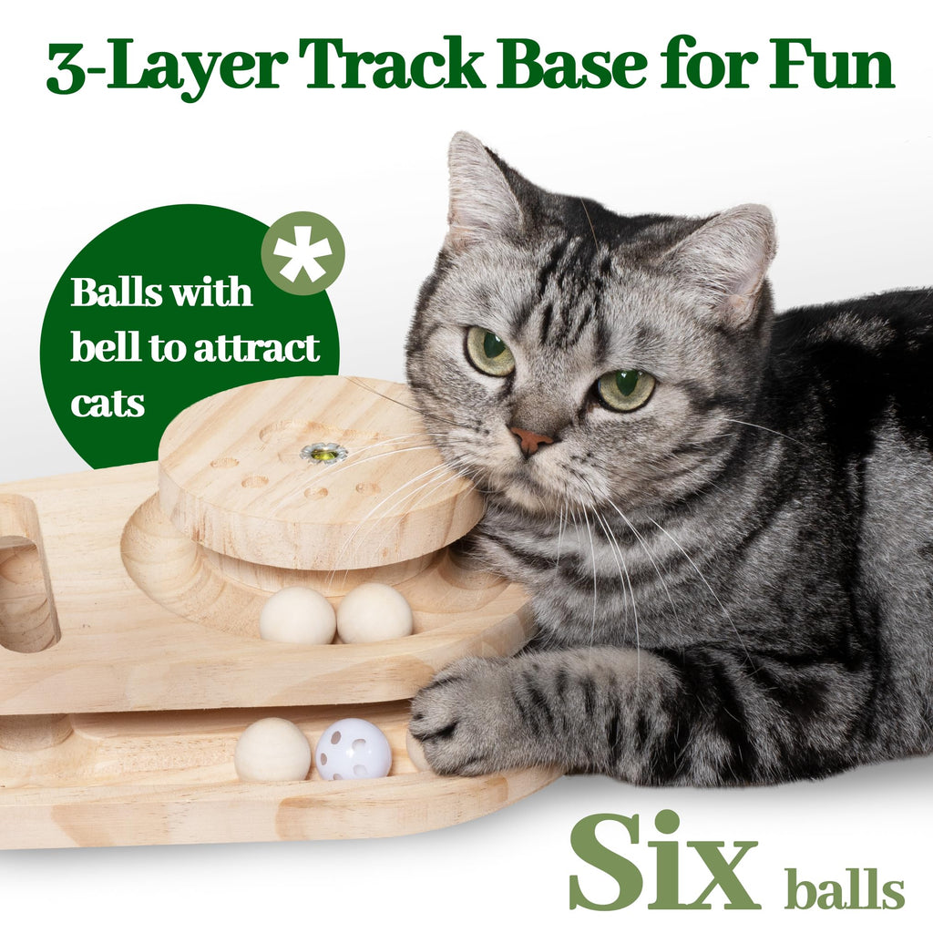 Meowoou Cat Scratching Post with Hanging Ball,33 inch Tall Cute Cat Toys for Indoor Cats with Sisal Rope,Palm Decor Cat Tree Tower for Kitten Scratcher Green