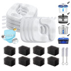 Stainless Steel Cat Water Fountain Veken Innovation Award Winner Cat Water Fountain, 108oz/3.2L Pet Fountain with 4 Replacement Filters & 4 Pre-Filter Sponges & Silicone Mat, for Cats, Dogs (Silver)