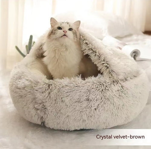 Cat Bed 2in1 Any Pet Winter Bedding That's Round Plush Warm and Soft
