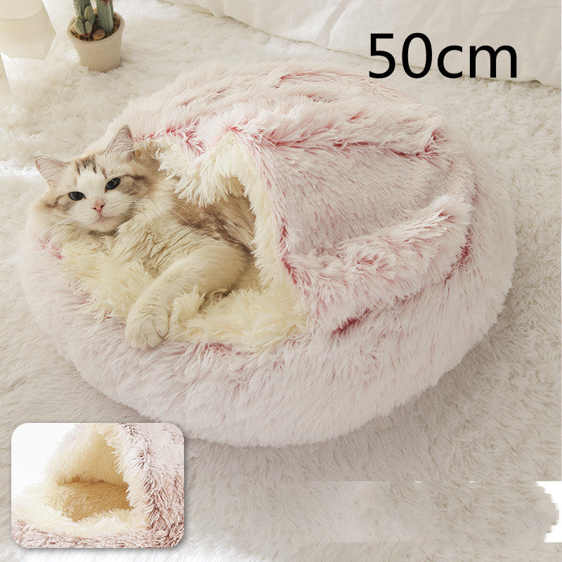 Cat Bed 2in1 Any Pet Winter Bedding That's Round Plush Warm and Soft