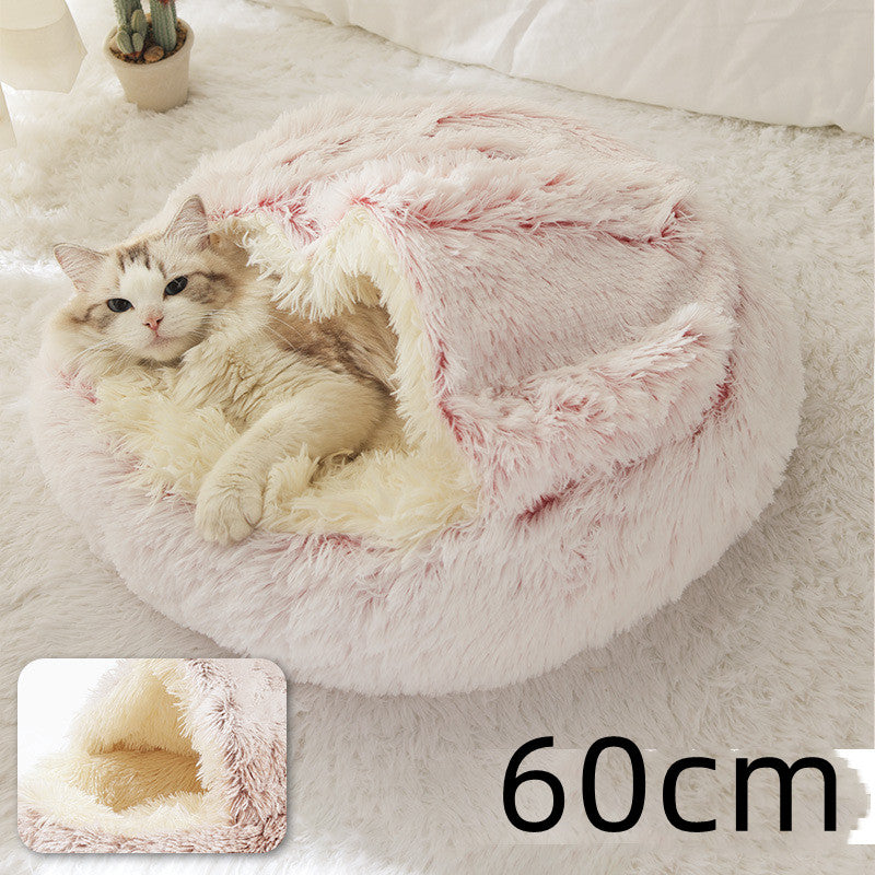 Cat Bed 2in1 Any Pet Winter Bedding That's Round Plush Warm and Soft