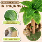 Meowoou Cat Scratching Post with Hanging Ball,33 inch Tall Cute Cat Toys for Indoor Cats with Sisal Rope,Palm Decor Cat Tree Tower for Kitten Scratcher Green