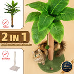 Meowoou Cat Scratching Post with Hanging Ball,33 inch Tall Cute Cat Toys for Indoor Cats with Sisal Rope,Palm Decor Cat Tree Tower for Kitten Scratcher Green