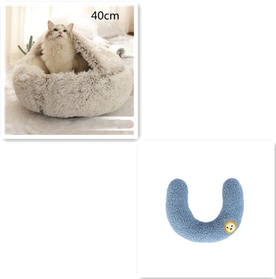 Cat Bed 2in1 Any Pet Winter Bedding That's Round Plush Warm and Soft