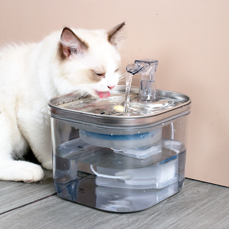 Stainless Steel Cat Water Feeder with Automatic Circulation plus Water Dispenser Intelligent Fountain Pets Accessories
