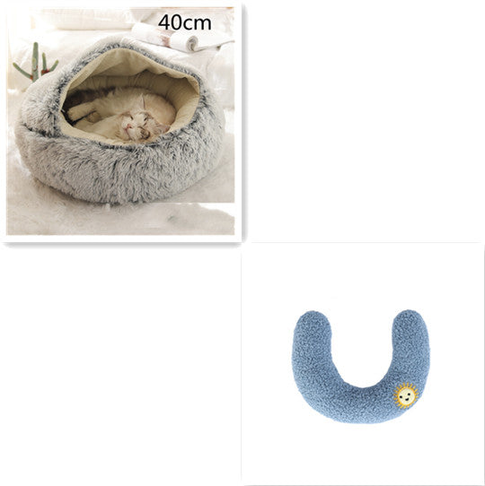 Cat Bed 2in1 Any Pet Winter Bedding That's Round Plush Warm and Soft