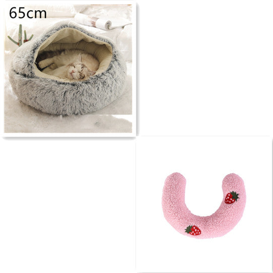 Cat Bed 2in1 Any Pet Winter Bedding That's Round Plush Warm and Soft