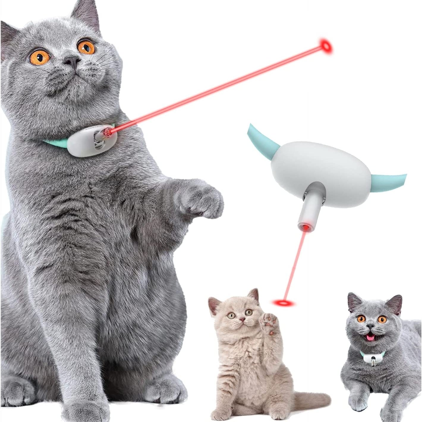 Automatic Cat Smart Laser Toy to Tease and Cat Collar Electric USB Charging Kitten Amusing Toys Interactive Training Pet Items