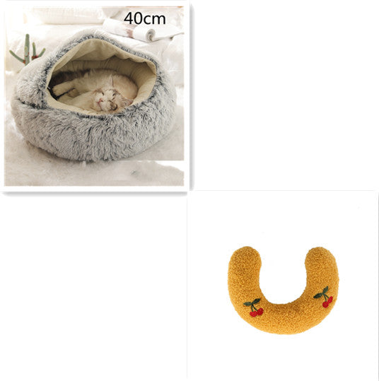 Cat Bed 2in1 Any Pet Winter Bedding That's Round Plush Warm and Soft