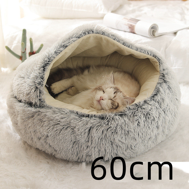 Cat Bed 2in1 Any Pet Winter Bedding That's Round Plush Warm and Soft