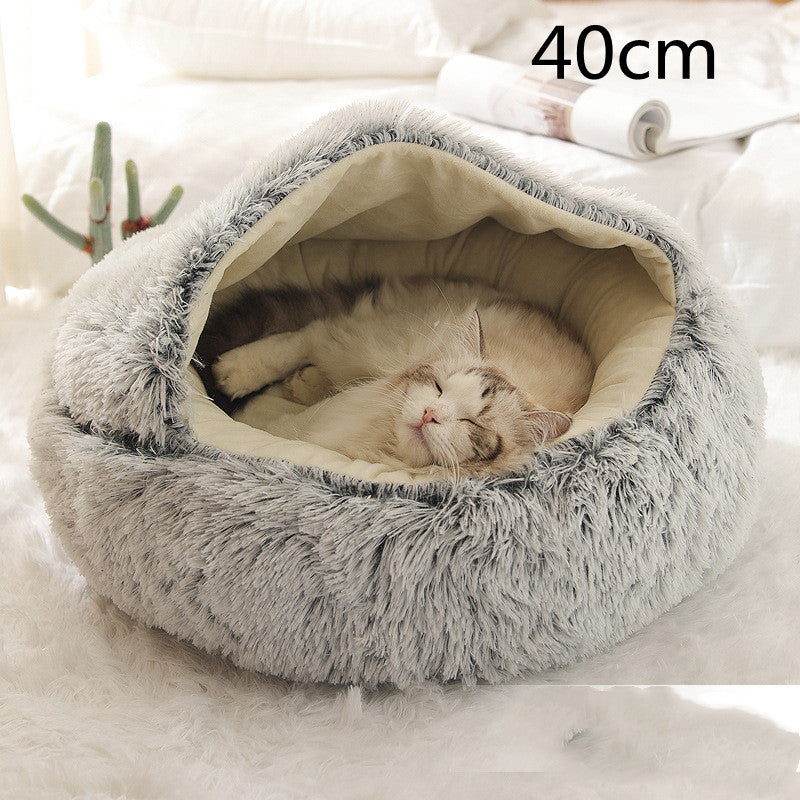 Cat Bed 2in1 Any Pet Winter Bedding That's Round Plush Warm and Soft