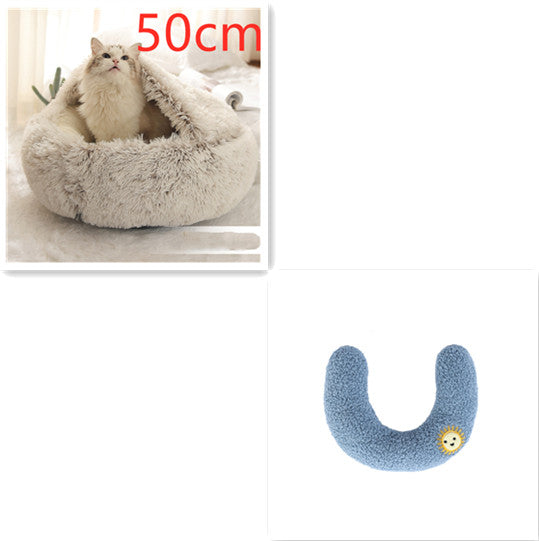 Cat Bed 2in1 Any Pet Winter Bedding That's Round Plush Warm and Soft