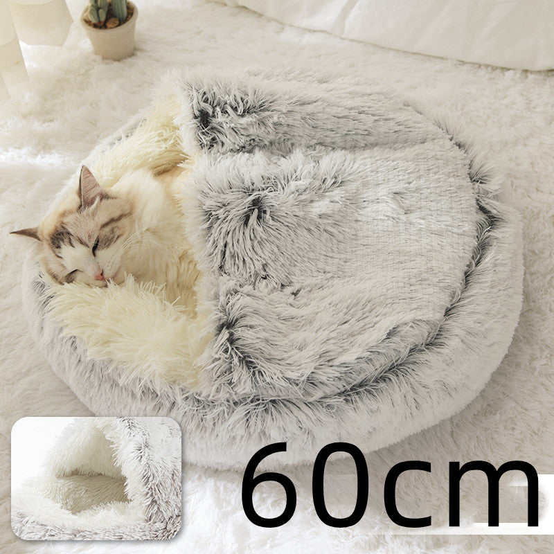 Cat Bed 2in1 Any Pet Winter Bedding That's Round Plush Warm and Soft