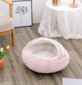 Cat Bed 2in1 Any Pet Winter Bedding That's Round Plush Warm and Soft