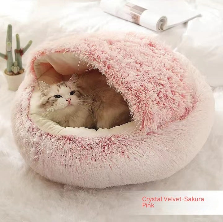 Cat Bed 2in1 Any Pet Winter Bedding That's Round Plush Warm and Soft