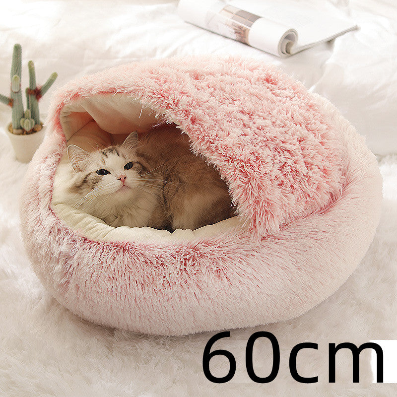 Cat Bed 2in1 Any Pet Winter Bedding That's Round Plush Warm and Soft