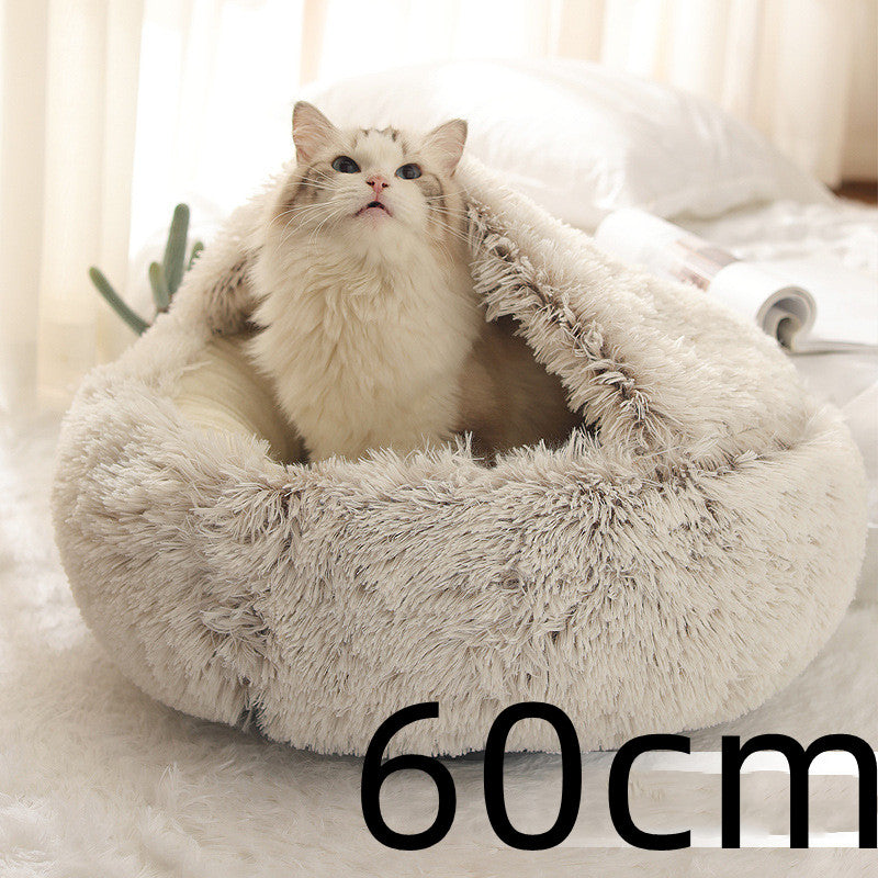 Cat Bed 2in1 Any Pet Winter Bedding That's Round Plush Warm and Soft