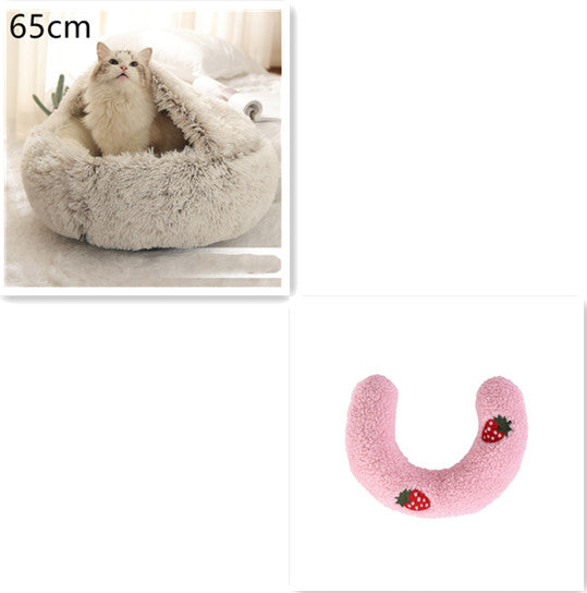 Cat Bed 2in1 Any Pet Winter Bedding That's Round Plush Warm and Soft