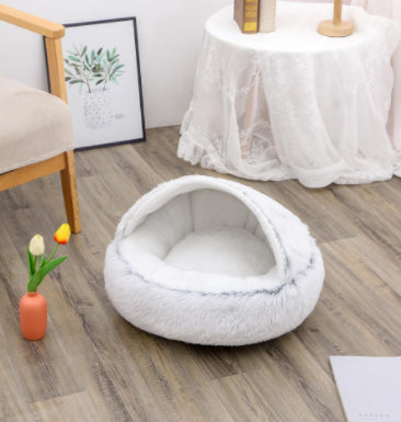 Cat Bed 2in1 Any Pet Winter Bedding That's Round Plush Warm and Soft