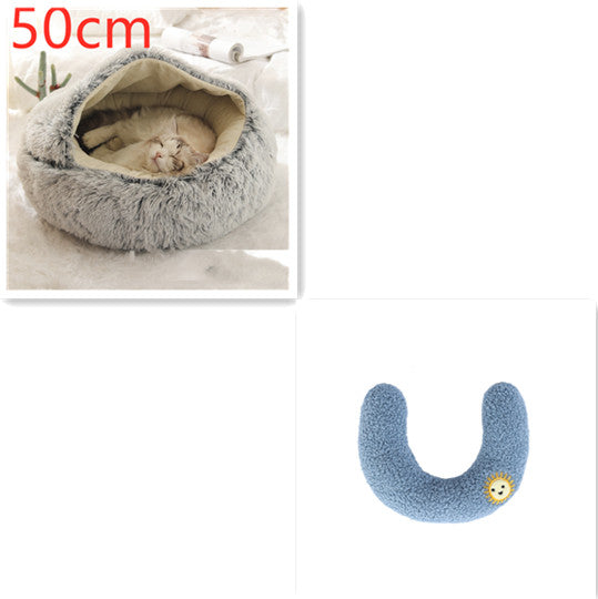 Cat Bed 2in1 Any Pet Winter Bedding That's Round Plush Warm and Soft