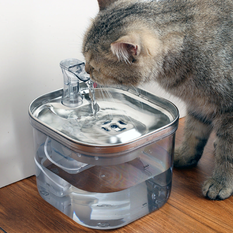 Stainless Steel Cat Water Feeder with Automatic Circulation plus Water Dispenser Intelligent Fountain Pets Accessories