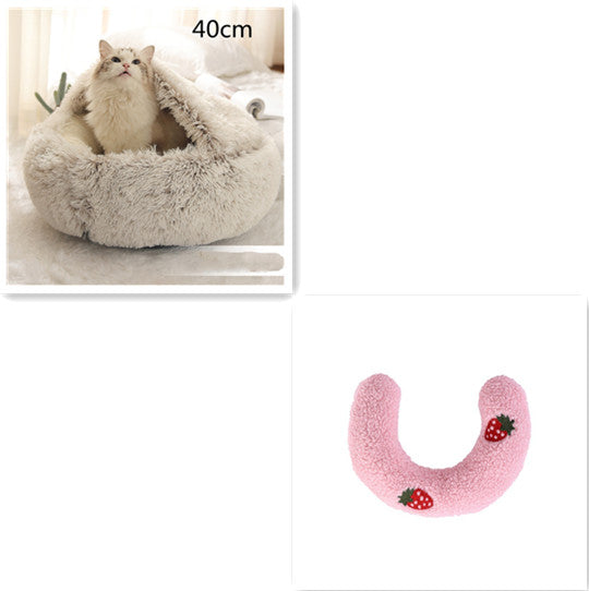 Cat Bed 2in1 Any Pet Winter Bedding That's Round Plush Warm and Soft