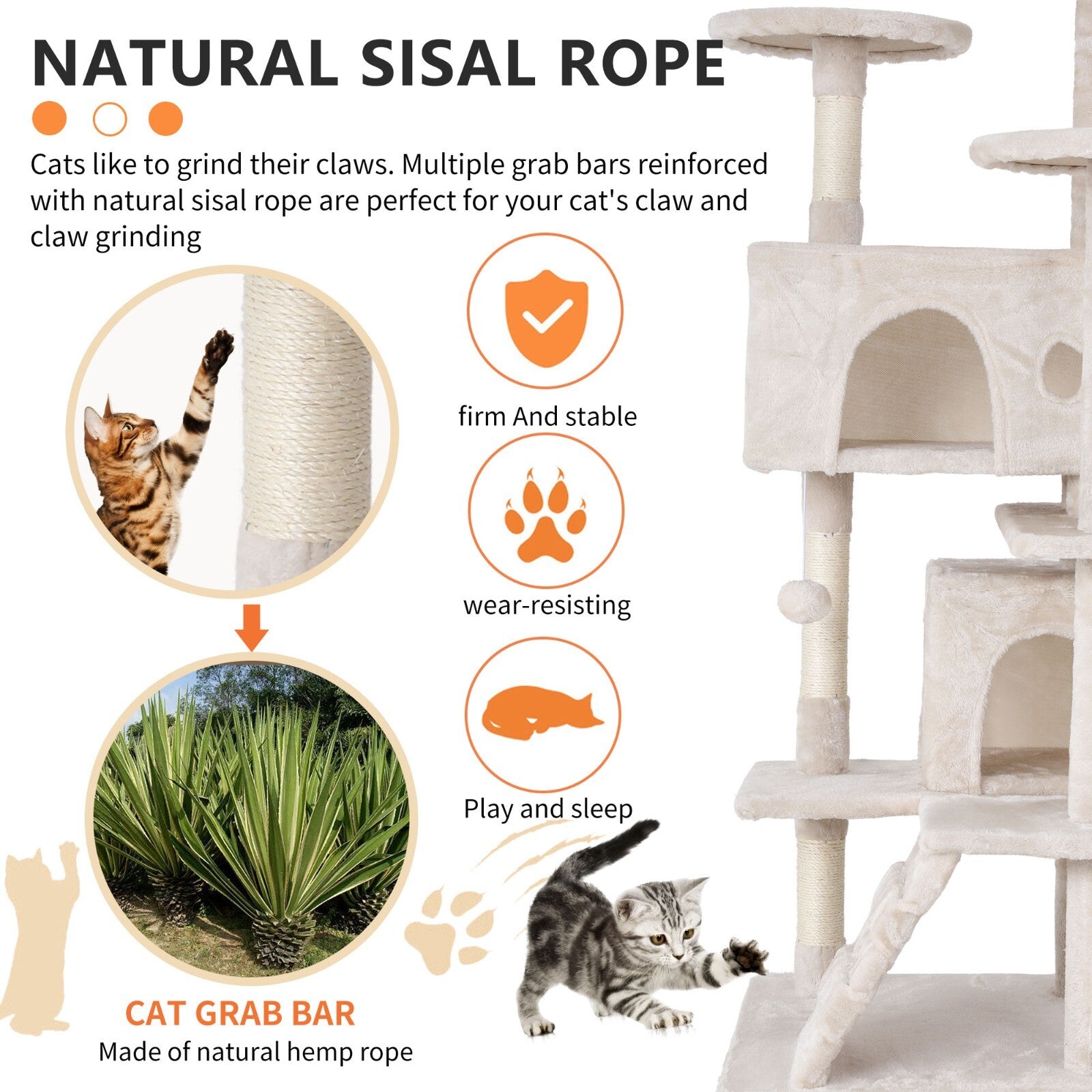 Multi Level Cat Tree Tower Furniture Activity Center with Scratching Posts