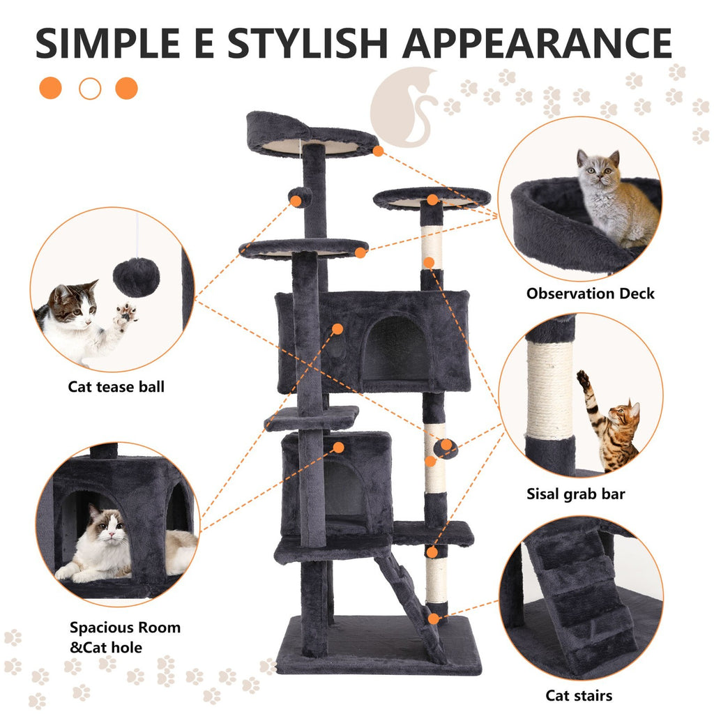 Multi Level Cat Tree Tower Furniture Activity Center with Scratching Posts