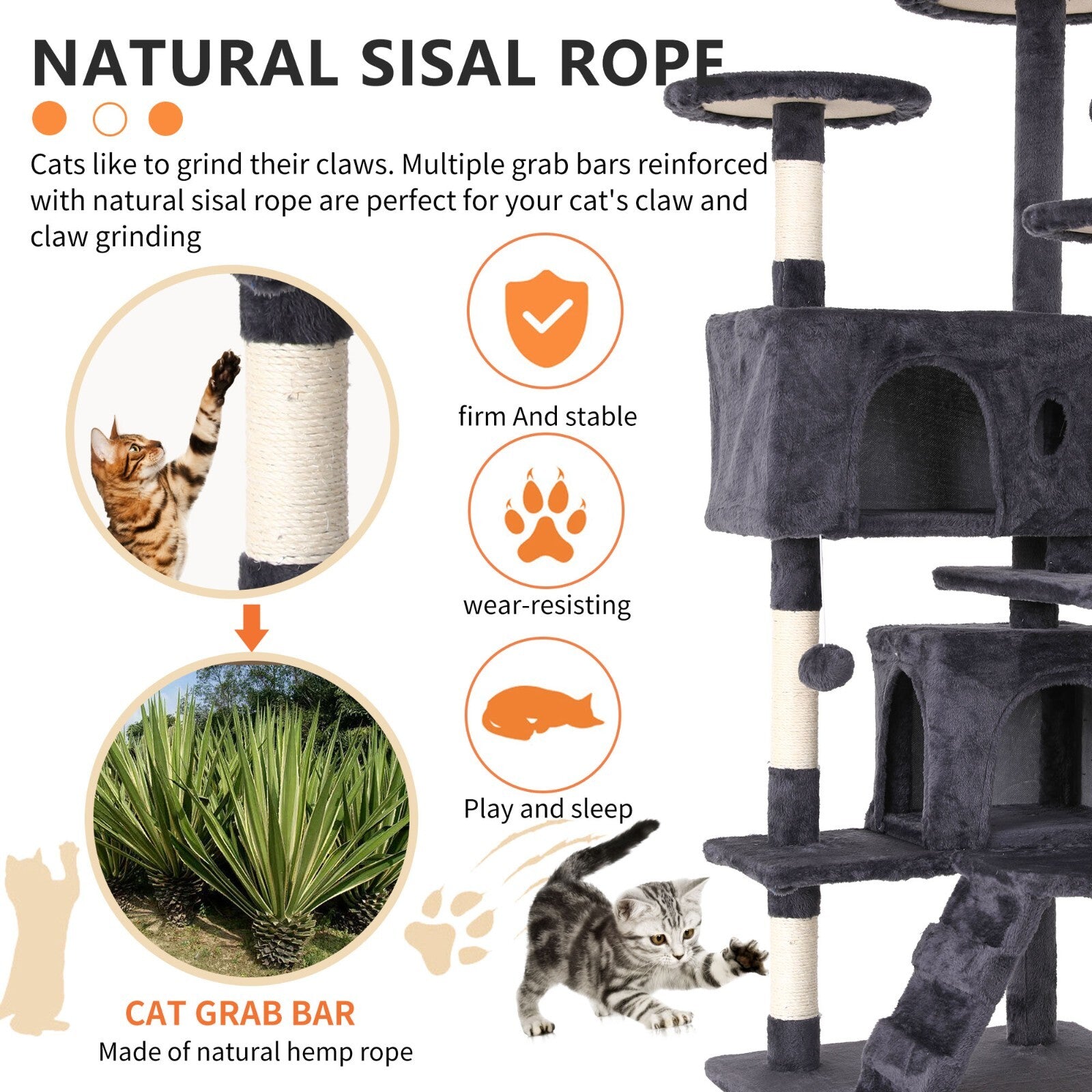 Multi Level Cat Tree Tower Furniture Activity Center with Scratching Posts