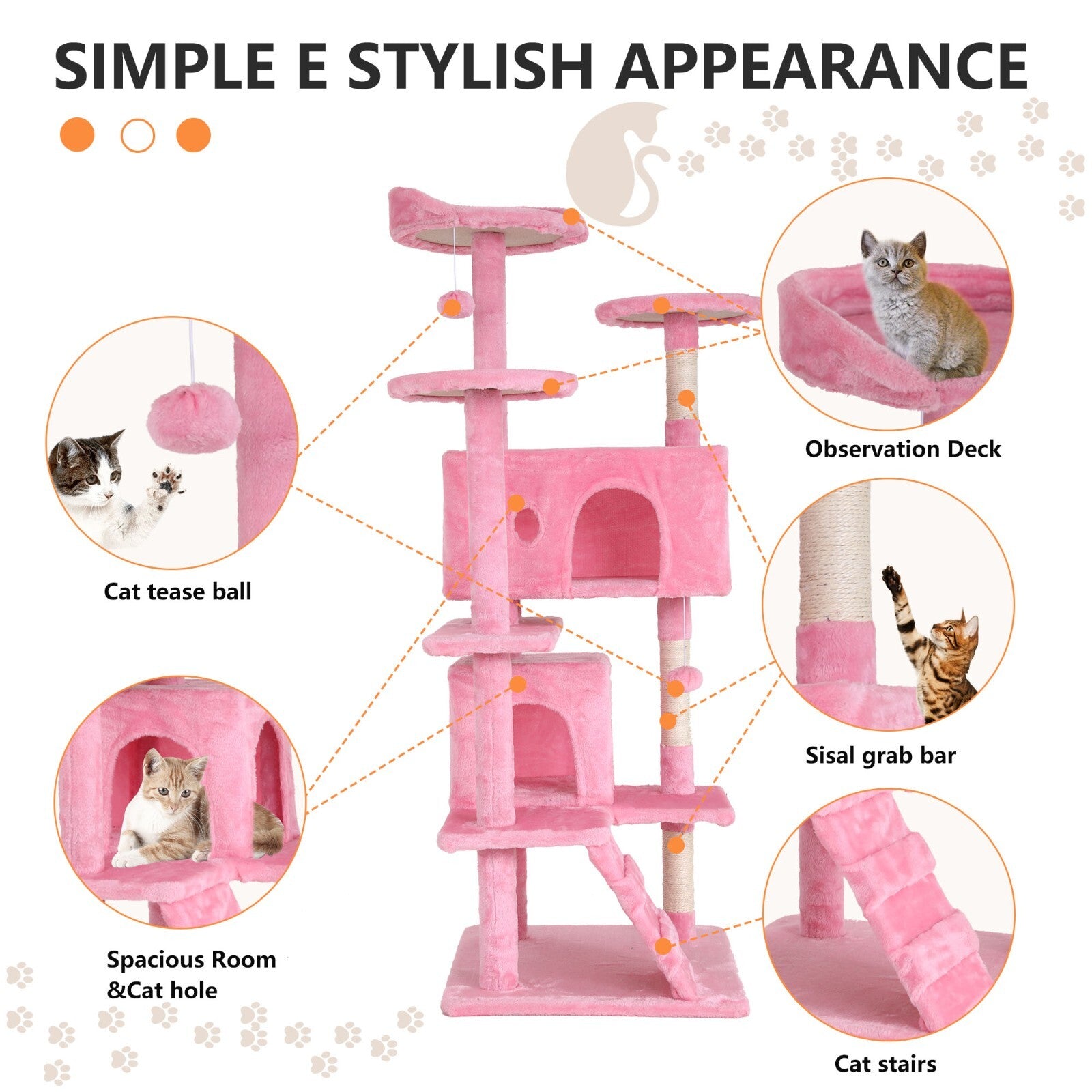 Multi Level Cat Tree Tower Furniture Activity Center with Scratching Posts