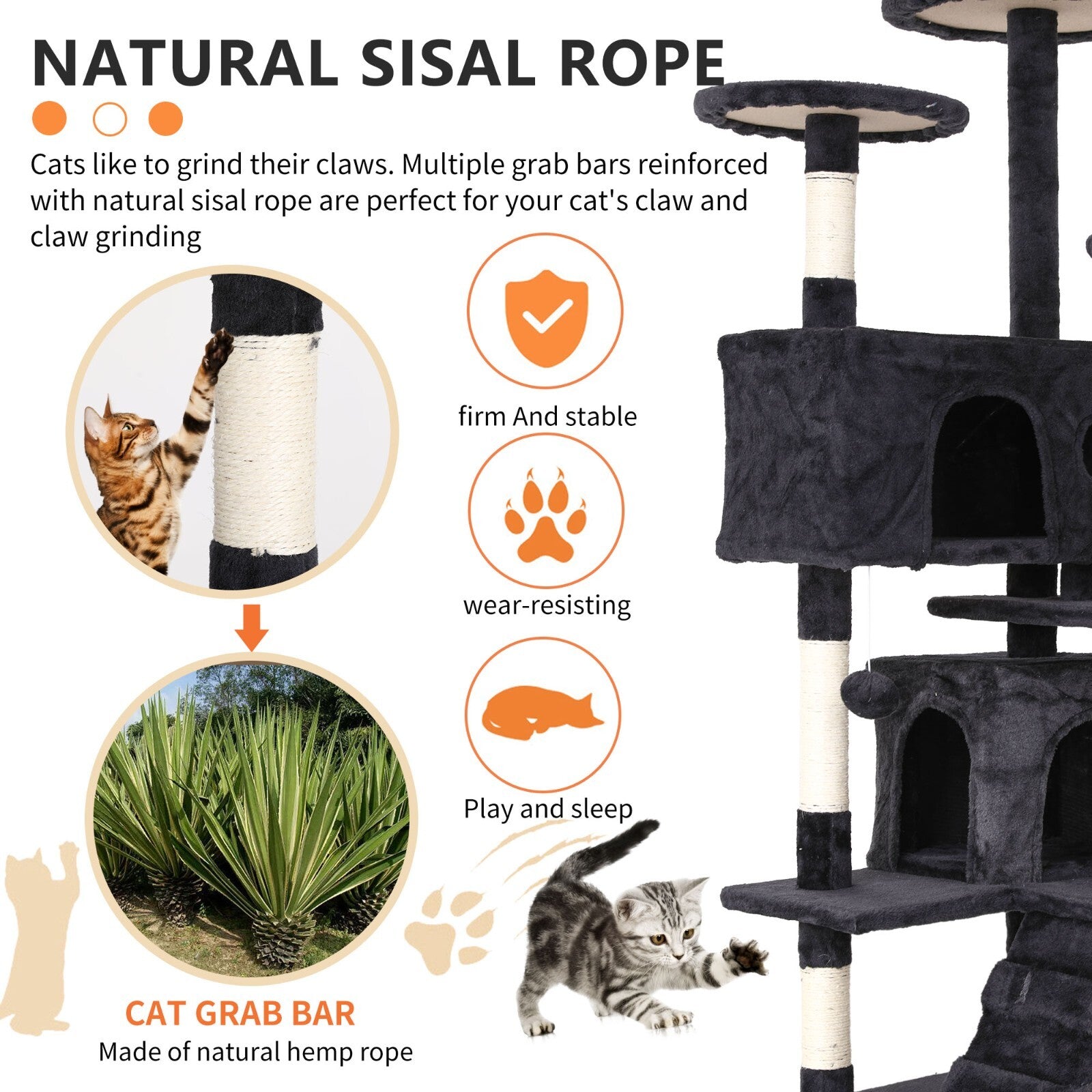 Multi Level Cat Tree Tower Furniture Activity Center with Scratching Posts
