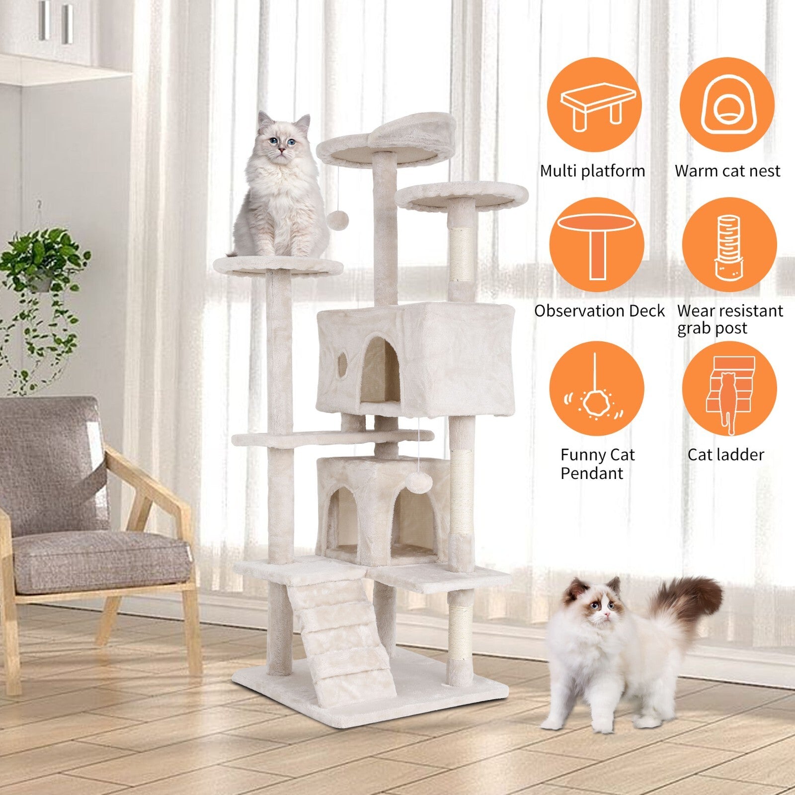 Multi Level Cat Tree Tower Furniture Activity Center with Scratching Posts