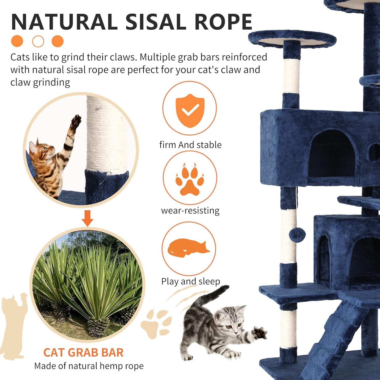 Multi Level Cat Tree Tower Furniture Activity Center with Scratching Posts