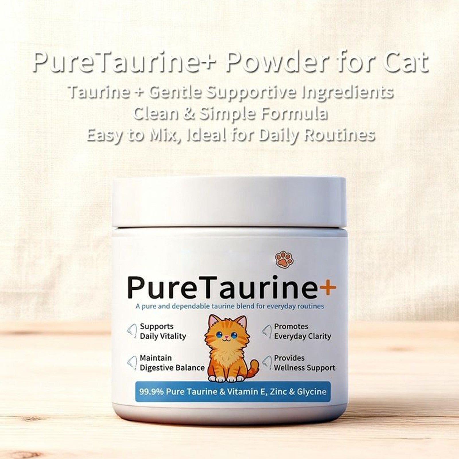 Taurine for Cats Taurine Powder Supplement 200g Nutrition Cat Digestive Support