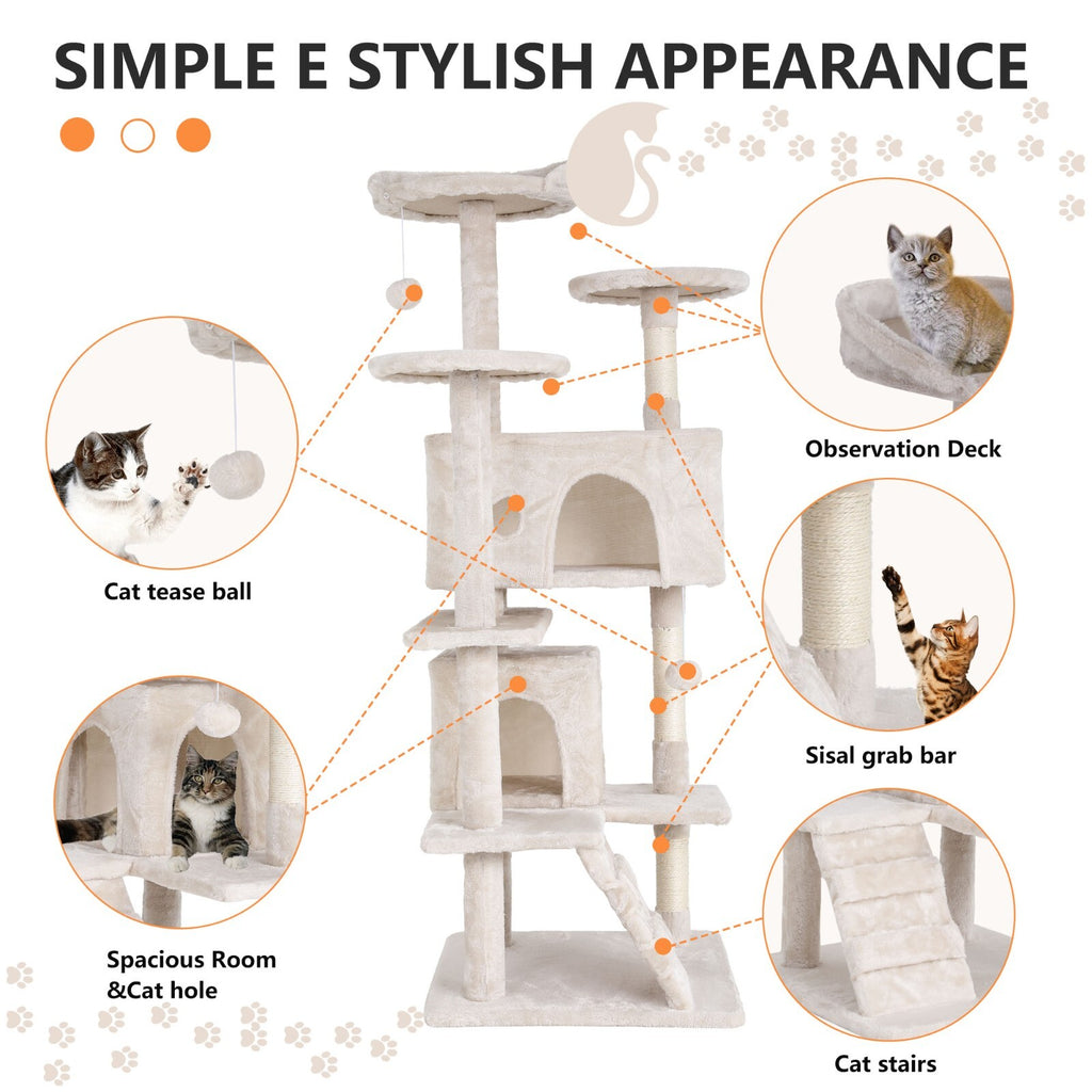Multi Level Cat Tree Tower Furniture Activity Center with Scratching Posts